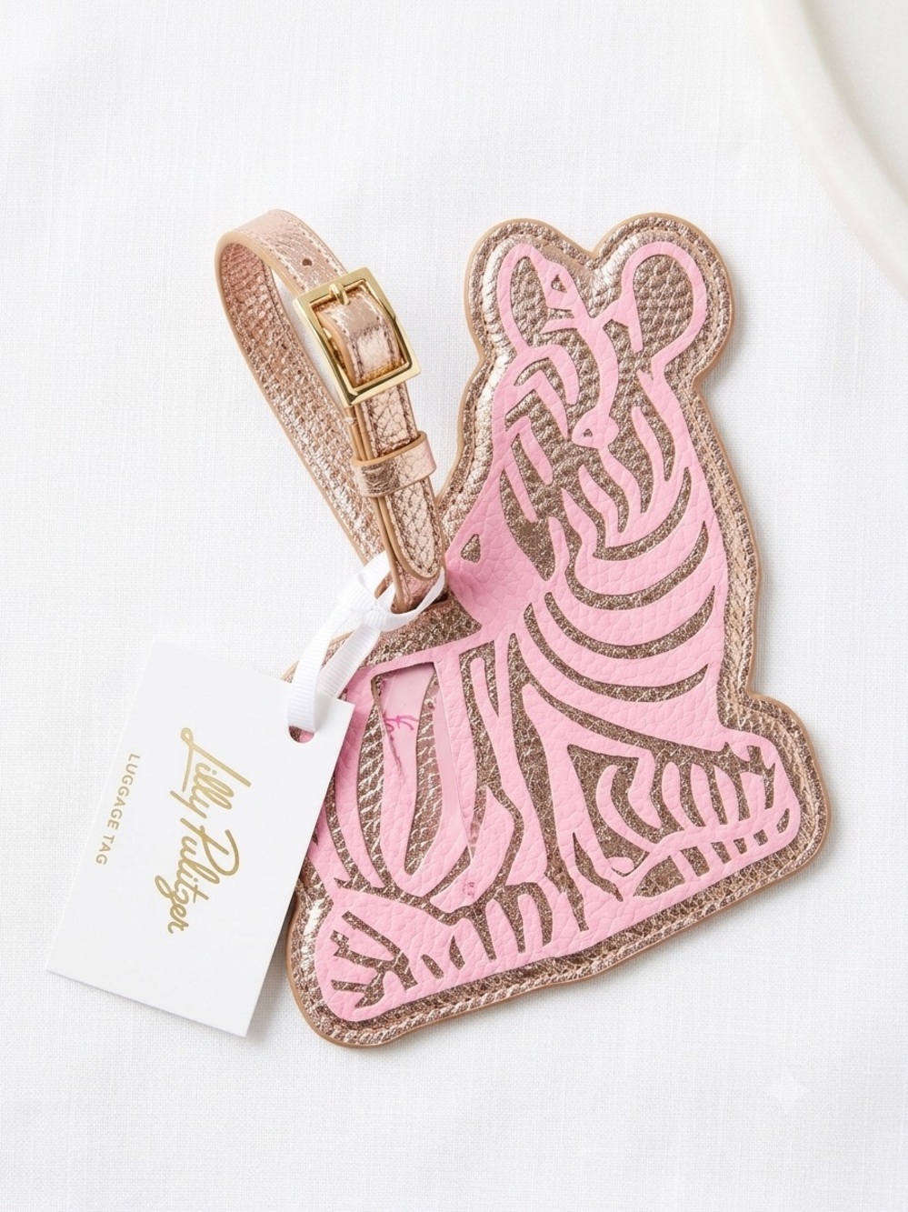 Lilly Pulitzer Pink & Gold Metallic Zebra Luggage Tag — NWT